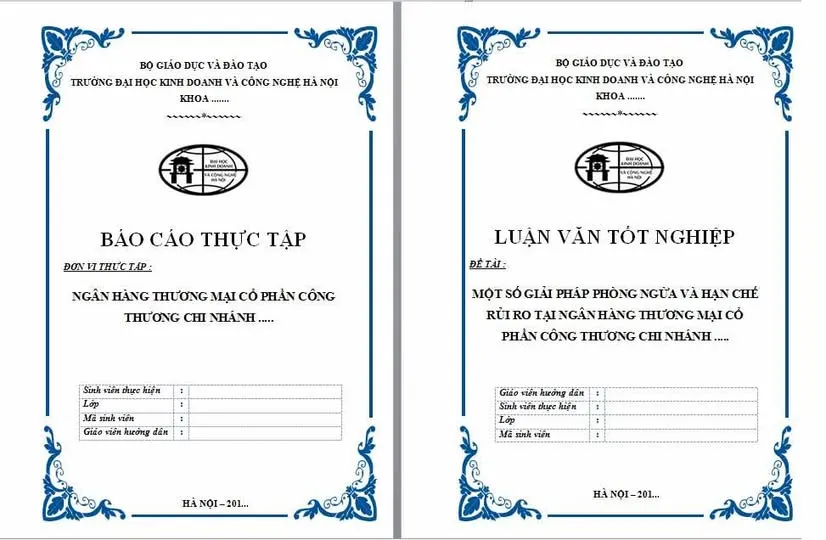 Mẫu bìa luận văn tốt nghiệp HUBT viền xanh da trời Mẫu bìa luận văn tốt nghiệp HUBT viền xanh da trời