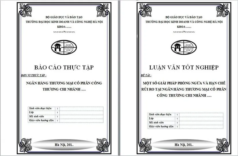 Mẫu bìa luận văn tốt nghiệp HUBT đẹp Mẫu bìa luận văn tốt nghiệp HUBT đẹp