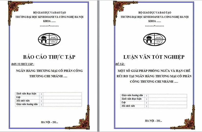 Mẫu bìa luận văn tốt nghiệp HUBT viền hoa văn đối xứng Mẫu bìa luận văn tốt nghiệp HUBT viền hoa văn đối xứng