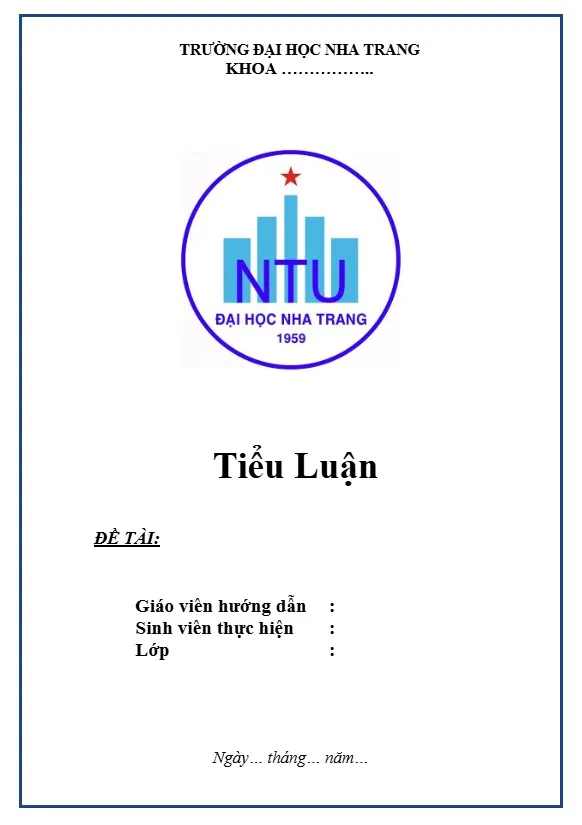 Bìa tiểu luận Đại học Nha Trang chuẩn Bìa tiểu luận Đại học Nha Trang chuẩn