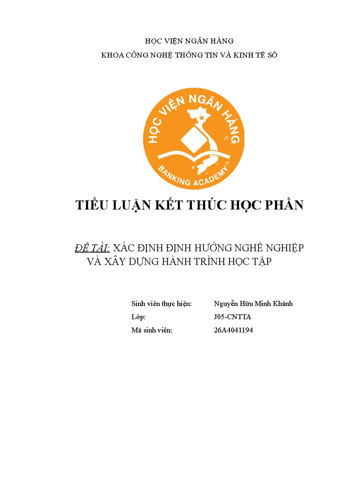 Bìa tiểu luận kết thúc học phần Học viện Ngân hàng Bìa tiểu luận kết thúc học phần Học viện Ngân hàng