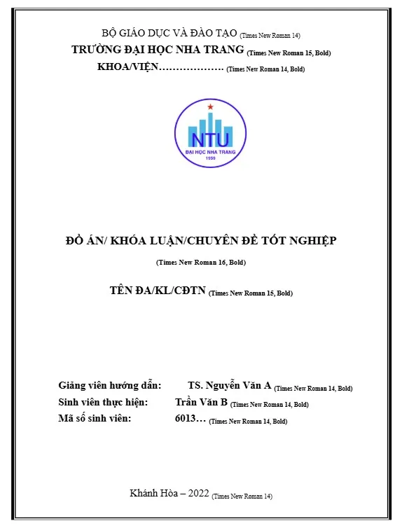 Hướng dẫn cách tạo trang bìa tiểu luận đại học Nha Trang đẹp Hướng dẫn cách tạo trang bìa tiểu luận đại học Nha Trang đẹp