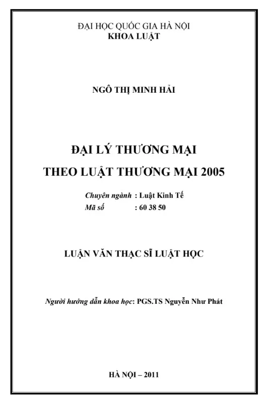 Đại lý thương mại theo Luật Thương mại 2005