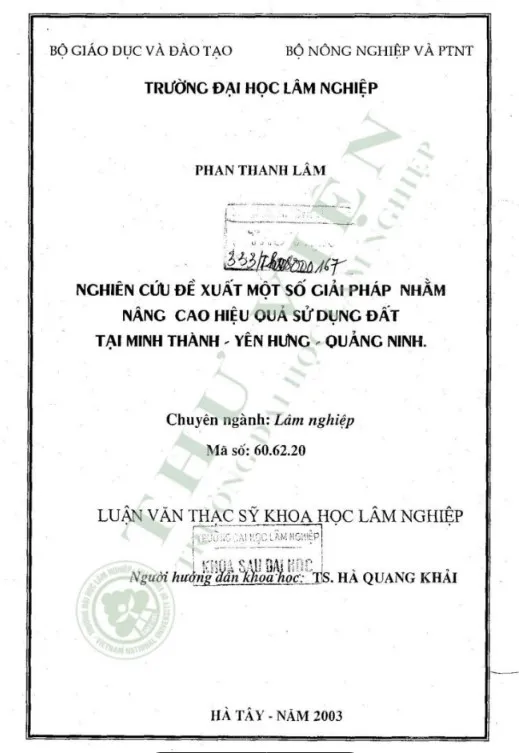 Giải pháp nâng cao hiệu quả sử dụng đất tại xã Minh Thành Giải pháp nâng cao hiệu quả sử dụng đất tại xã Minh Thành
