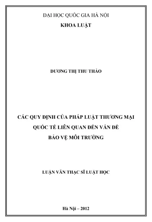 Tiểu luận luật thương mại quốc tế về bảo vệ môi trường