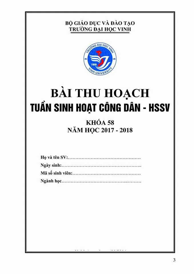 Mẫu bìa bài thu hoạch công dân - HSSV