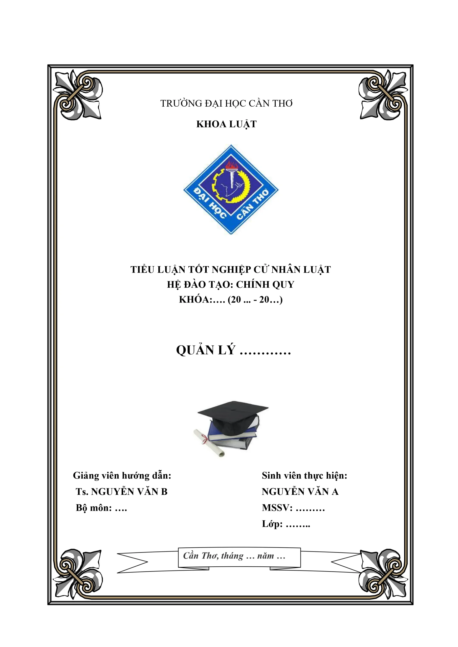 Mẫu bìa luận văn Chính quy