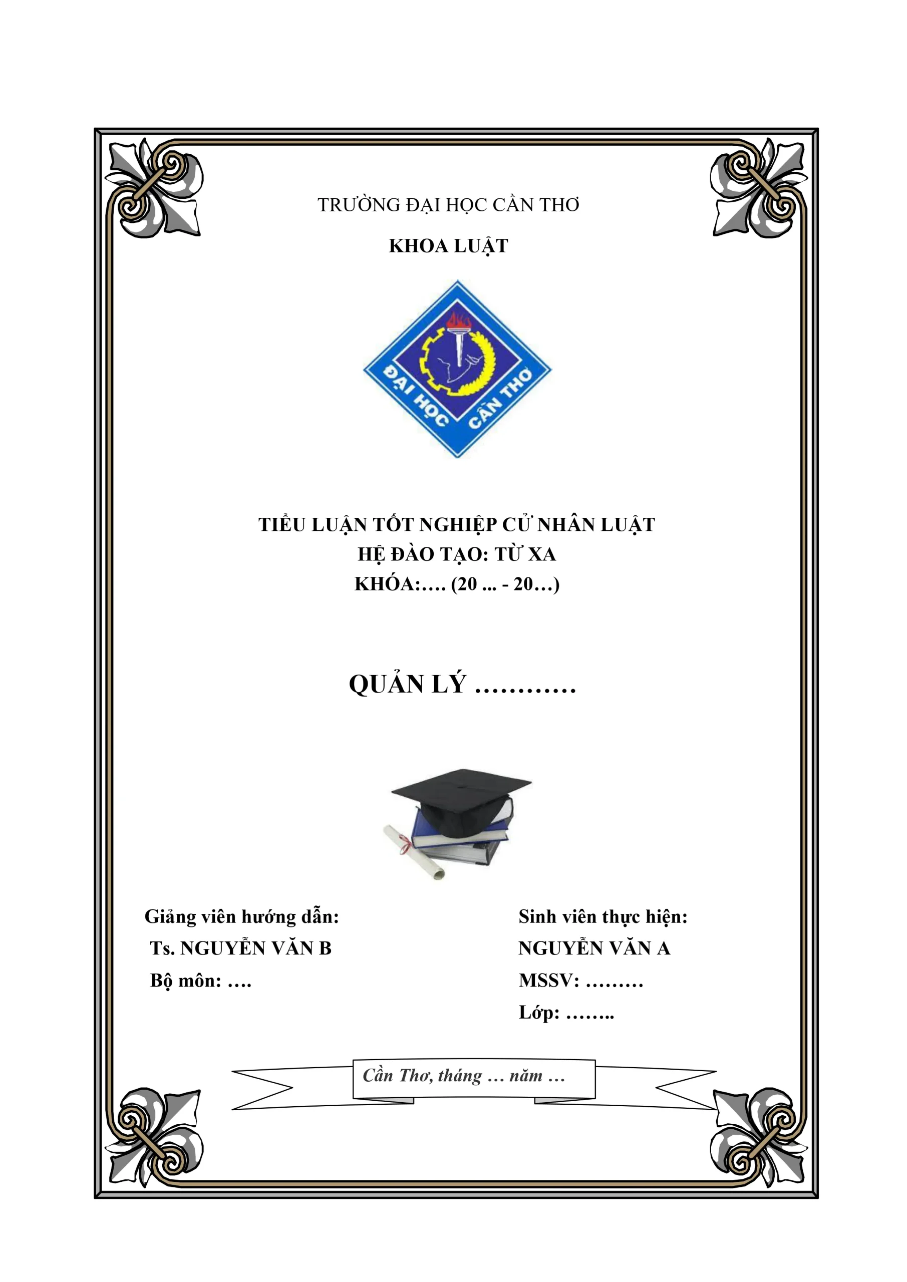 Mẫu bìa luận văn Hệ đào tạo từ xa