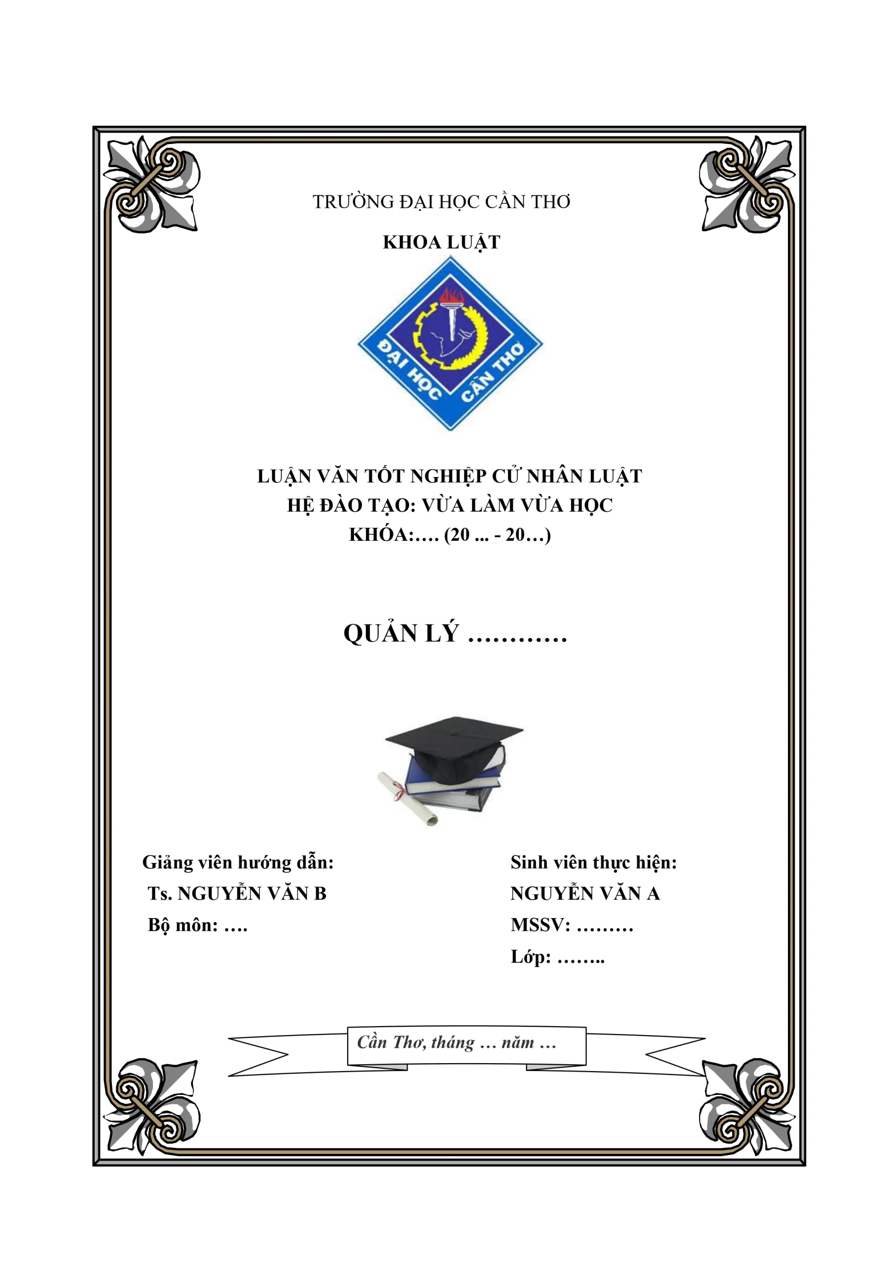 Mẫu bìa luận văn Vừa làm vừa học