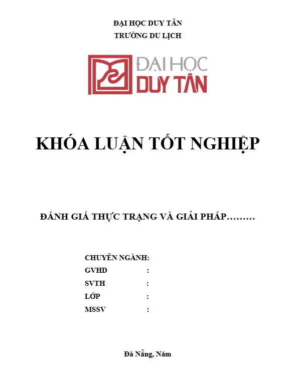 Mẫu bìa tiểu luận đại học Duy Tân đơn giản