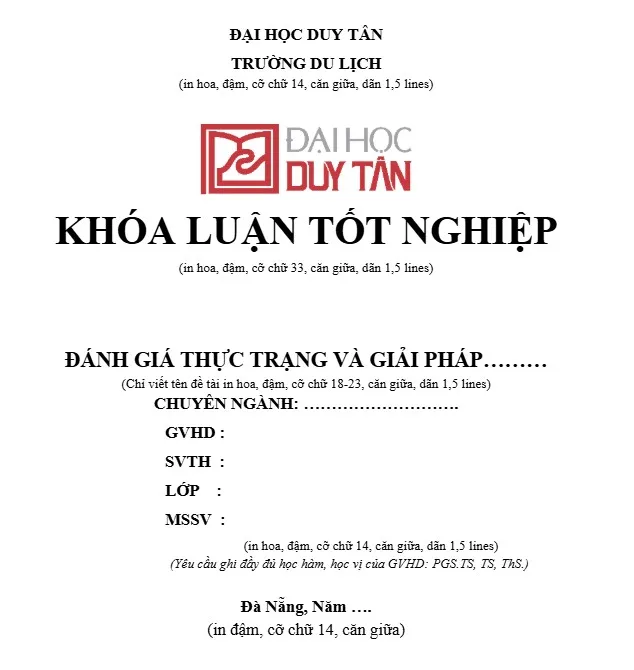 Mẫu bìa tiểu luận đại học Duy Tân đẹp
