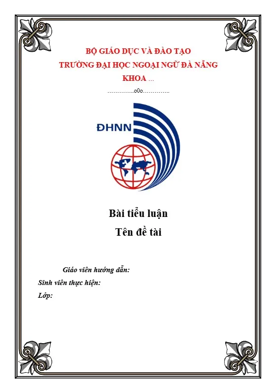 Mẫu bìa tiểu luận đại học Ngoại ngữ Đà Nẵng chuẩn Mẫu bìa tiểu luận đại học Ngoại ngữ Đà Nẵng chuẩn
