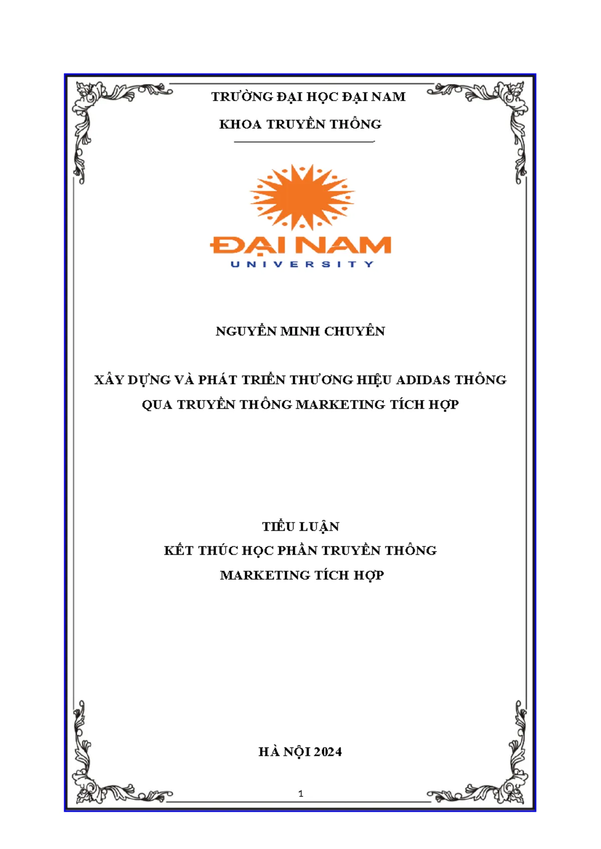 Mẫu bìa tiểu luận Khoa Truyền thông - Marketing tích hợp