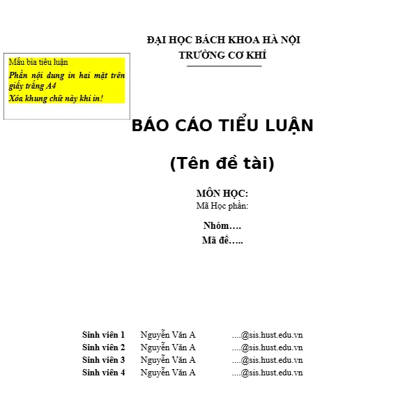 Mẫu bìa tiểu luận nhóm dành cho bài tập lớn Mẫu bìa tiểu luận nhóm dành cho bài tập lớn