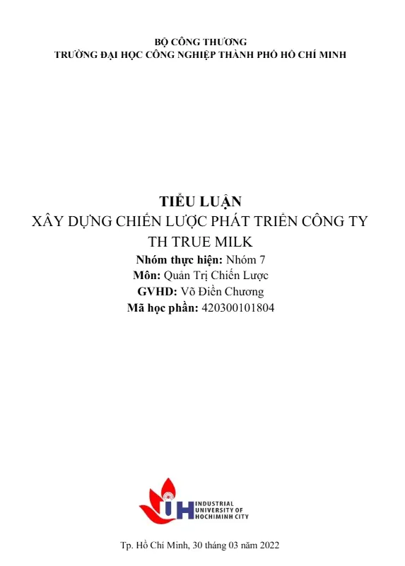 Mẫu tiểu luận Trường Đại học Công nghiệp Hồ Chí Minh Mẫu tiểu luận Trường Đại học Công nghiệp Hồ Chí Minh