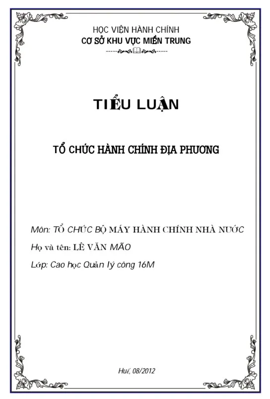 Đề tài Tổ chức hành chính địa phương