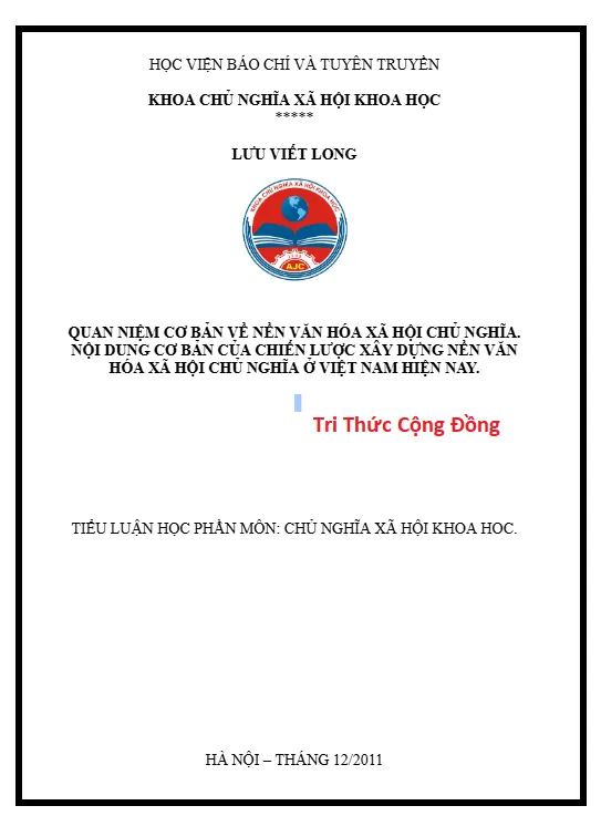 Quan niệm cơ bản về nền văn hóa xã hội chủ nghĩa