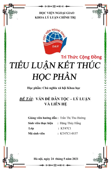 Quan điểm của chủ nghĩa Mác – Lênin về vấn đề dân tộc