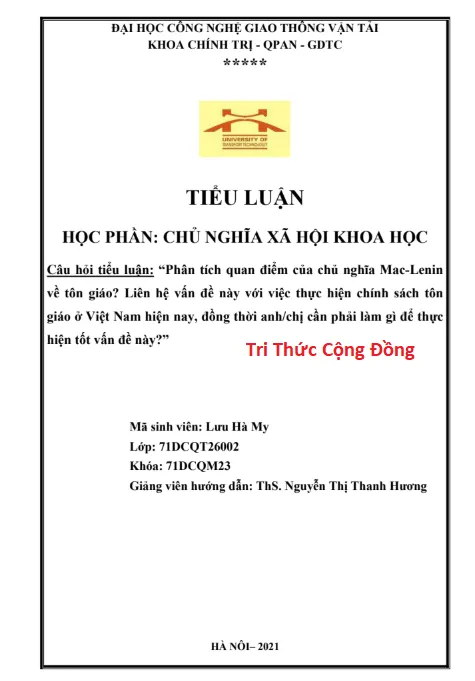 Phân tích quan điểm của chủ nghĩa Mác-Lênin về tôn giáo