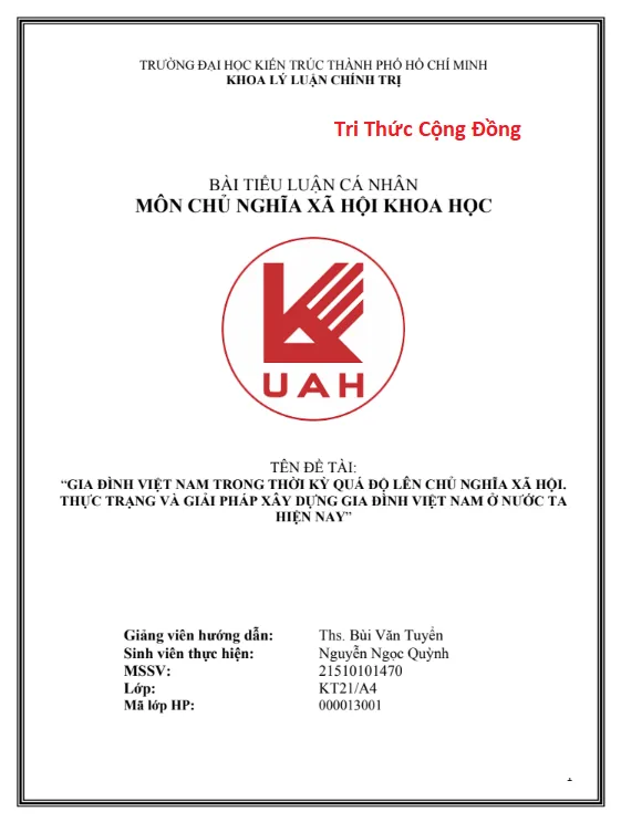 Gia đình Việt Nam trong thời kỳ quá độ lên chủ nghĩa xã hội