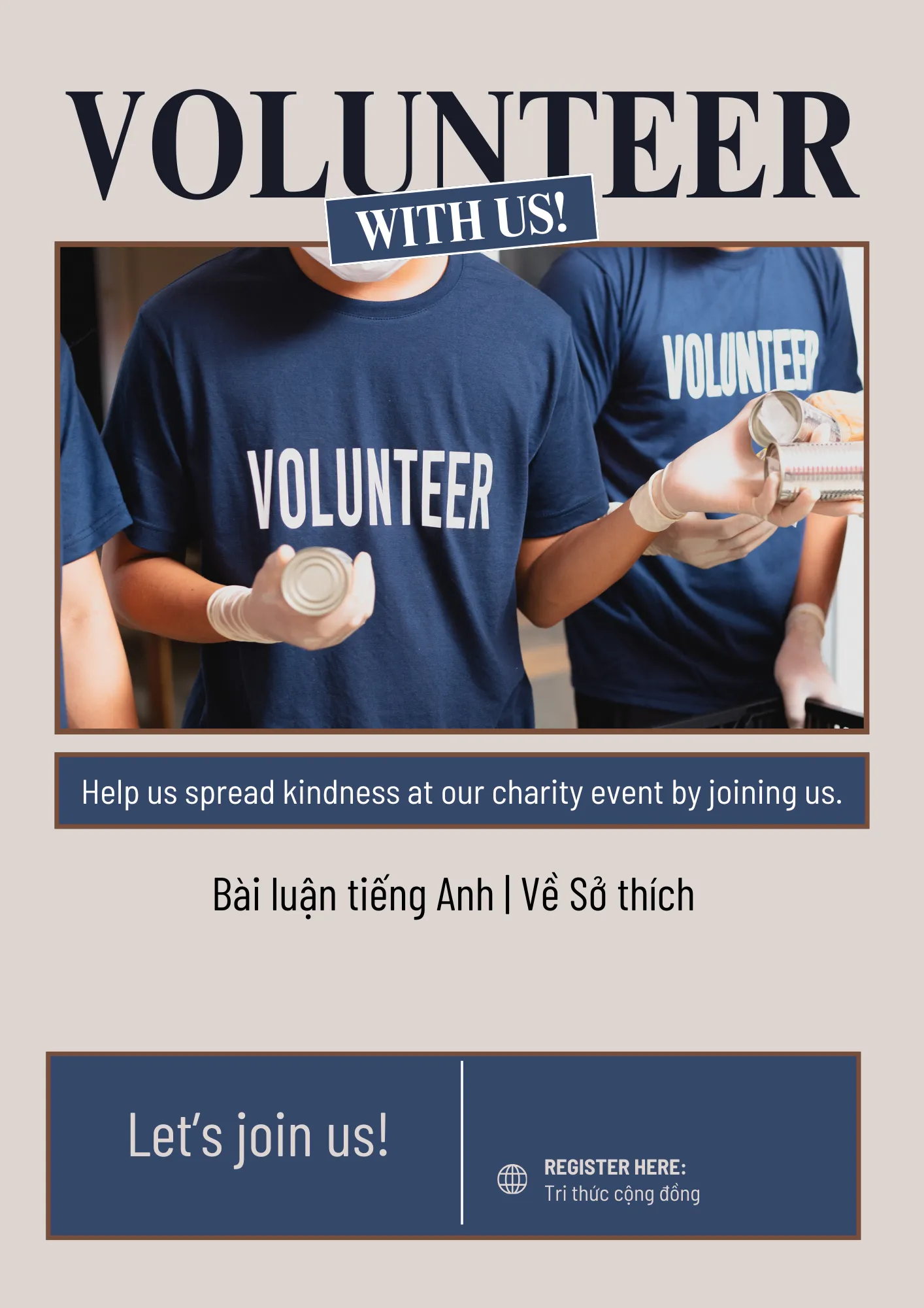 Bài luận tiếng Anh về sở thích làm tình nguyện