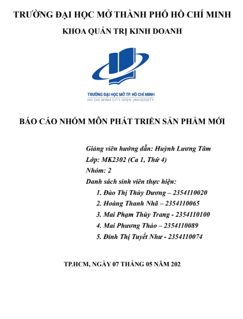 Báo cáo môn phát triển sản phẩm mới Unilever