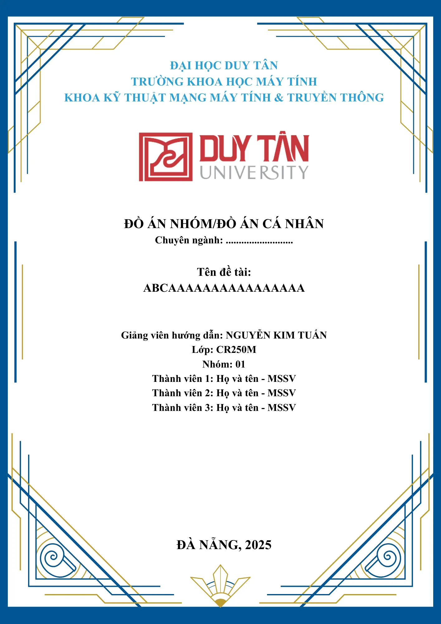 Bìa tiểu luận ĐH Duy Tân Đà Nẵng