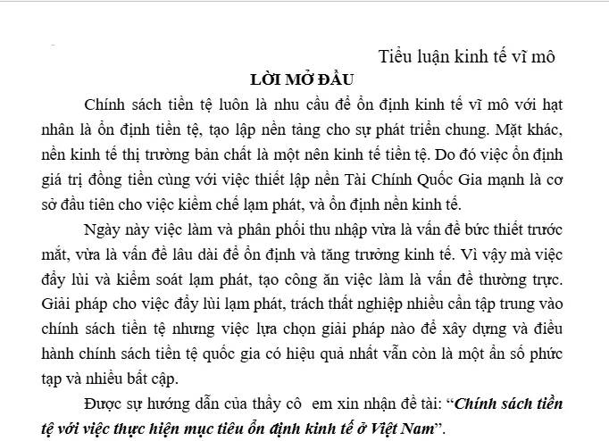 chính sách tiền tệ với việc thực hiện mục tiêu ổn định kinh tế ở việt nam