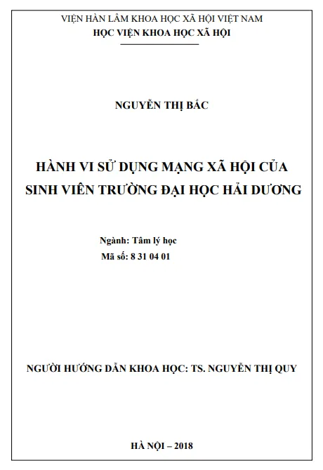 Hành vi sử dụng mạng xã hội của sv ĐH Hải Dương