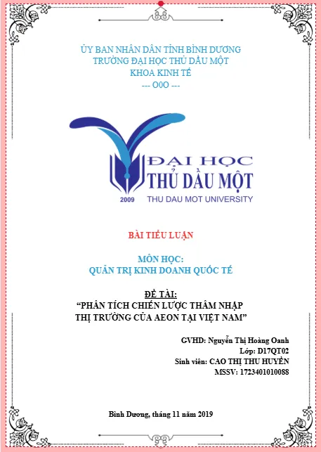 Mẫu bìa tiểu luận đại học thủ dầu một môn quản trị kinh doanh