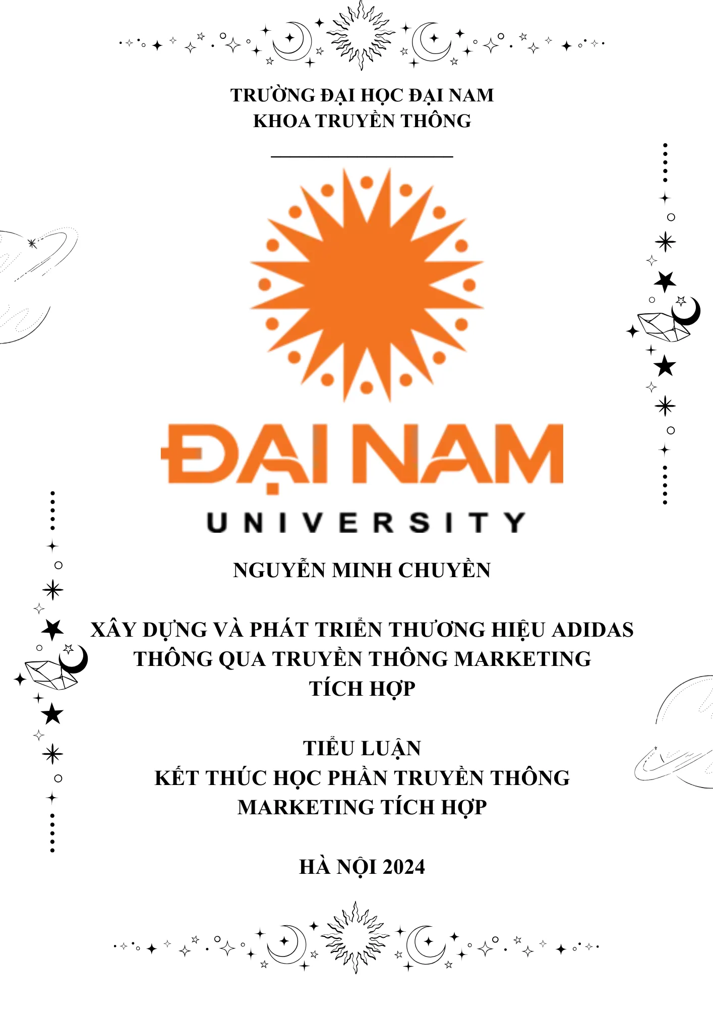 Mẫu bìa tiểu luận khoa Truyền thông – Marketing Đại học Đại Nam