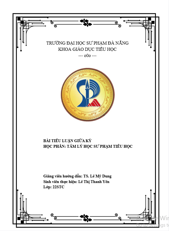 Mẫu bìa tiểu luận đại học sư phạm đà nẵng khoa giáo dục tiểu học