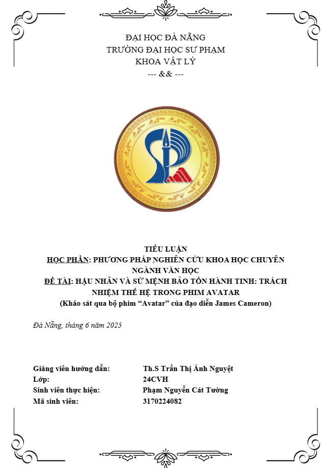 Mẫu bìa tiểu luận UED khối ngành xã hội