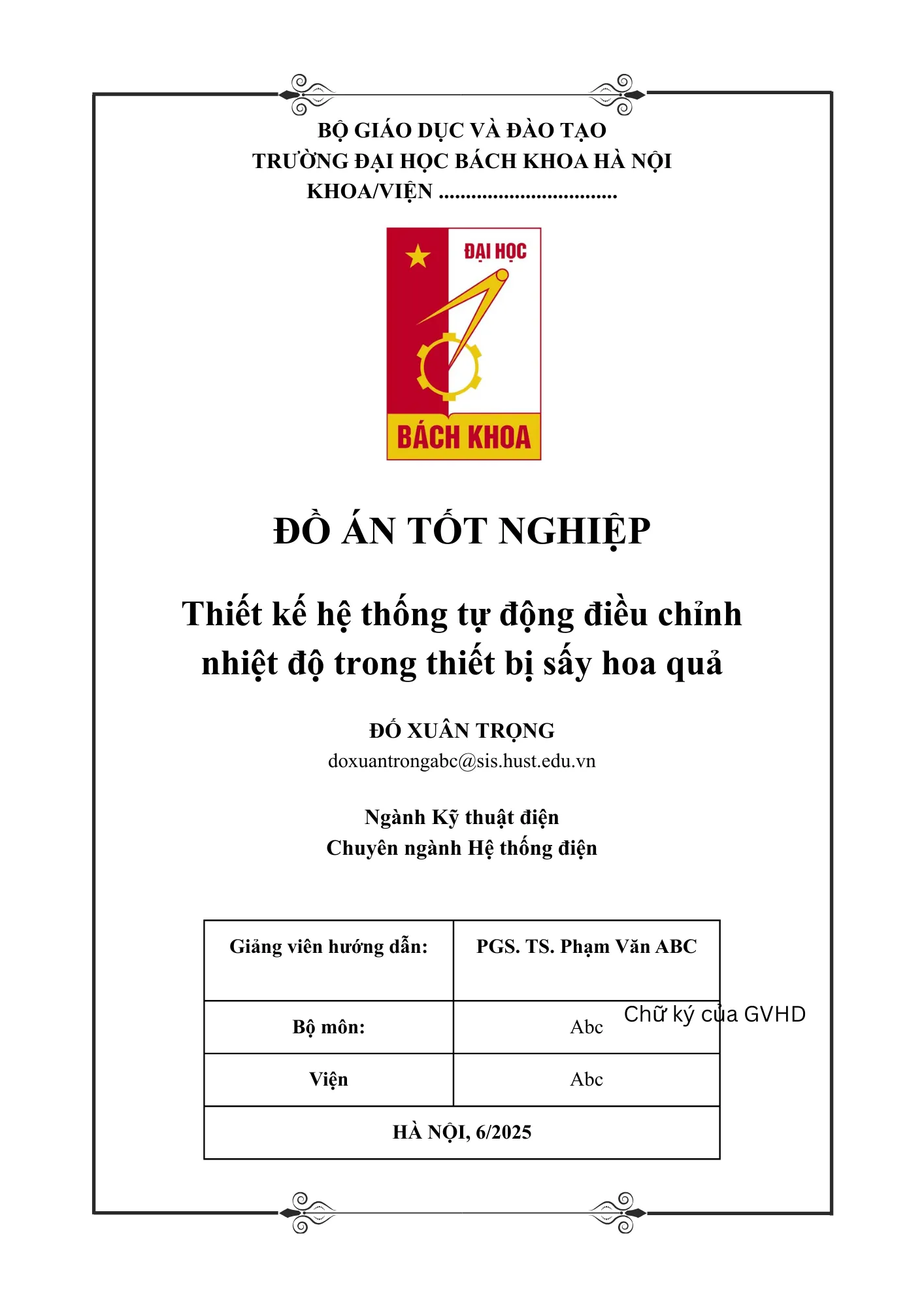 Mẫu bìa đồ án tốt nghiệp tối giản đại học bách khoa