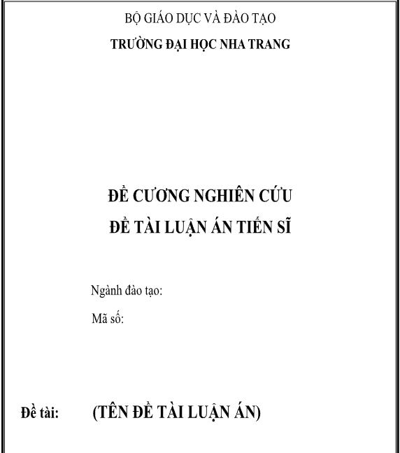 Hướng dẫn đề cương luận án tiến sĩ đại học Nha Trang