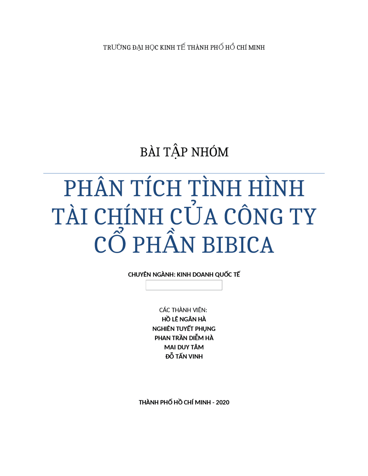 Mẫu tiểu luận phân tích tài chính của Bibica Mẫu tiểu luận phân tích tài chính của Bibica