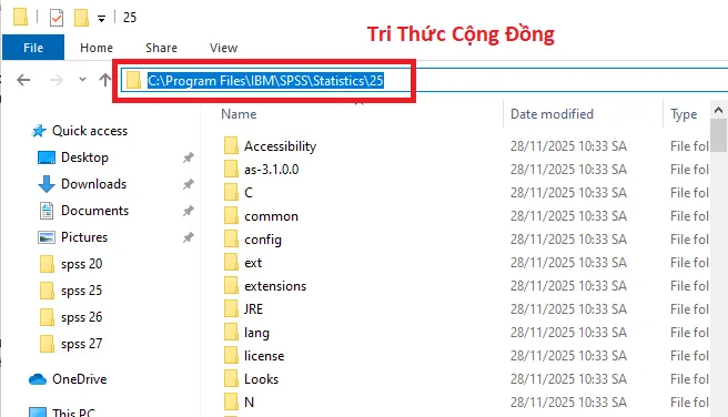 Đường dẫn đến phần mềm SPSS 25