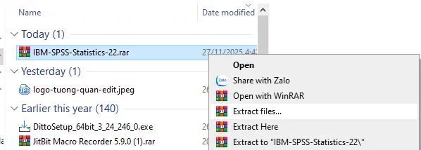 Giải nén file SPSS 22