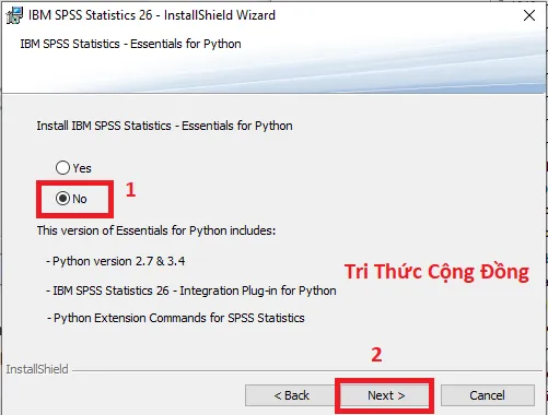Chọn phiên bản Python cần tải trong SPSS 26