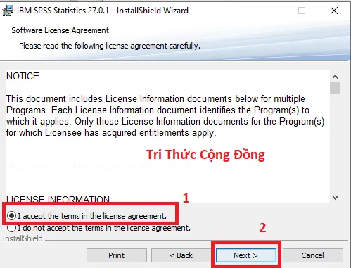 Chọn accept trong điều khoản thỏa thuận