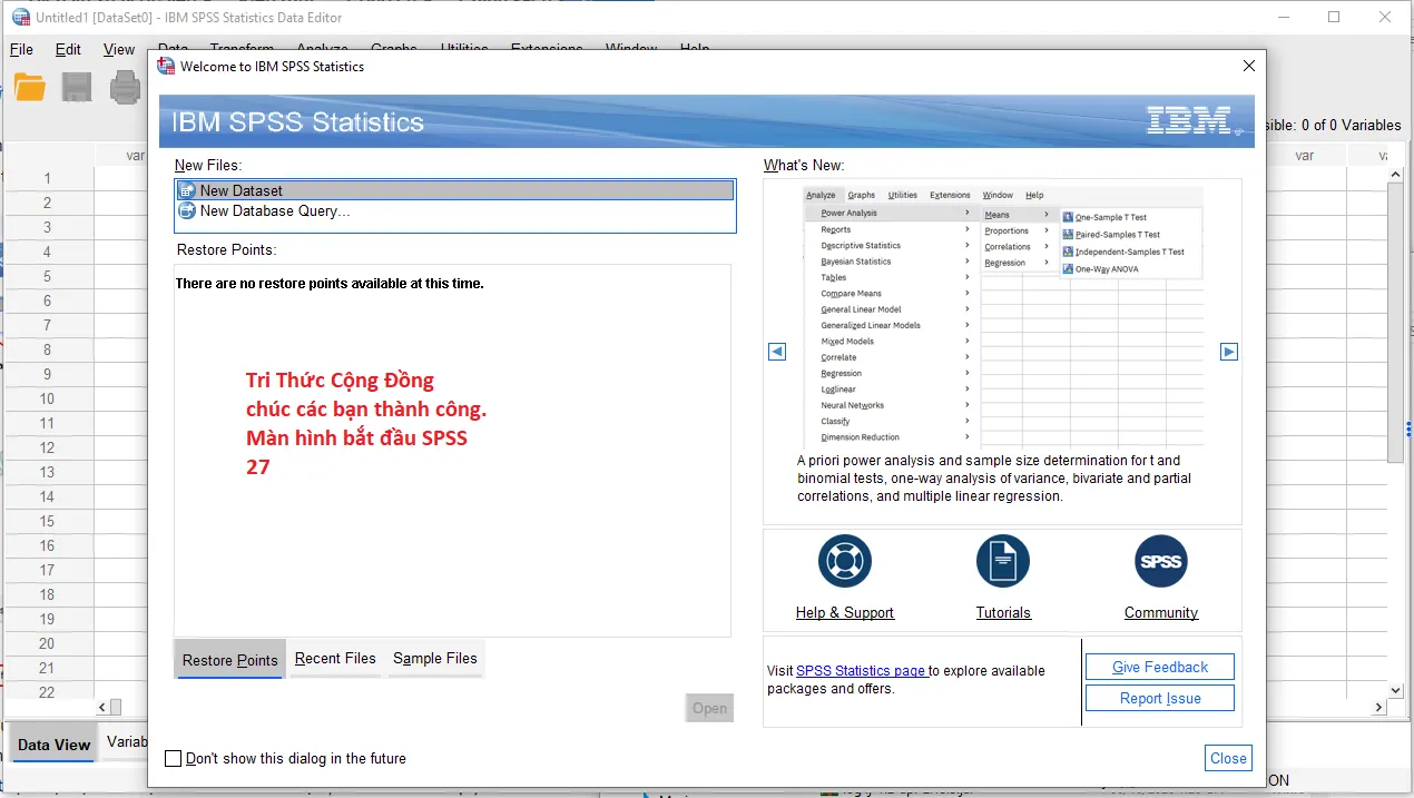 Màn hình thông báo Tải SPSS thành công nà