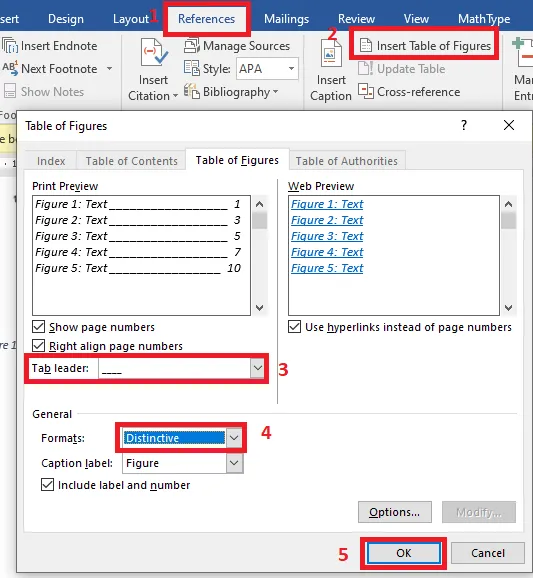 Tạo danh mục bảng biểu trong Word
