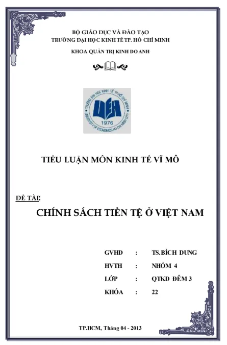 chính sách tiền tệ với việc thực hiện mục tiêu ổn định kinh tế ở việt nam