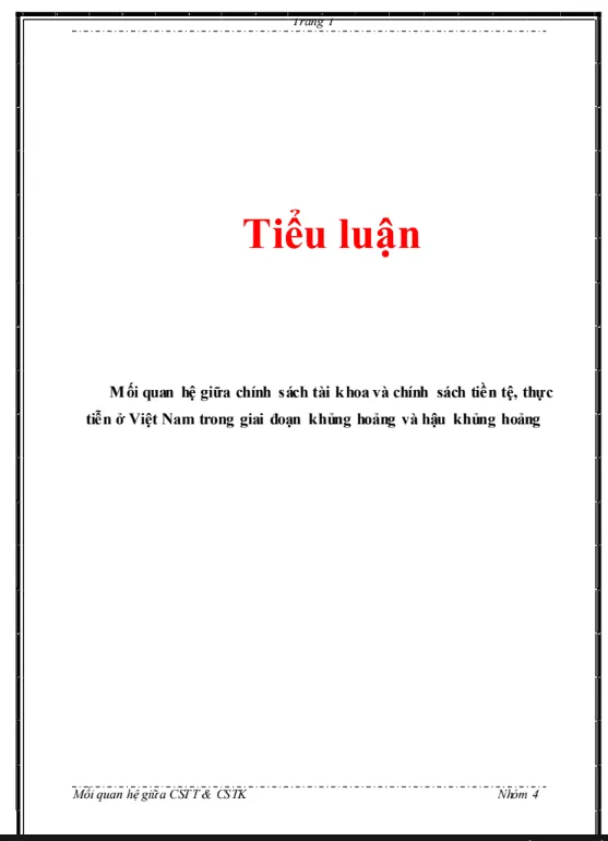 tiểu luận tài chính tiền tệ trong giai đoạn khủng hoảng và hậu khủng hoảng