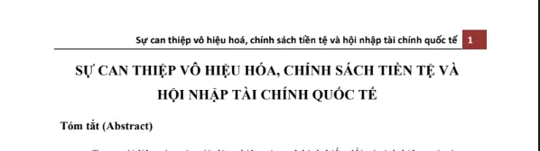 tiểu luận tài chính về sự can thiệp vô hiệu hóa, chính sách tiền tệ và hội nhập tài chính quốc tế