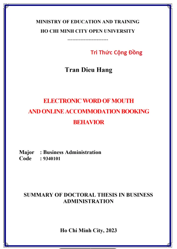 Tóm tắt luận án tiến sĩ kinh tế bằng tiếng Anh