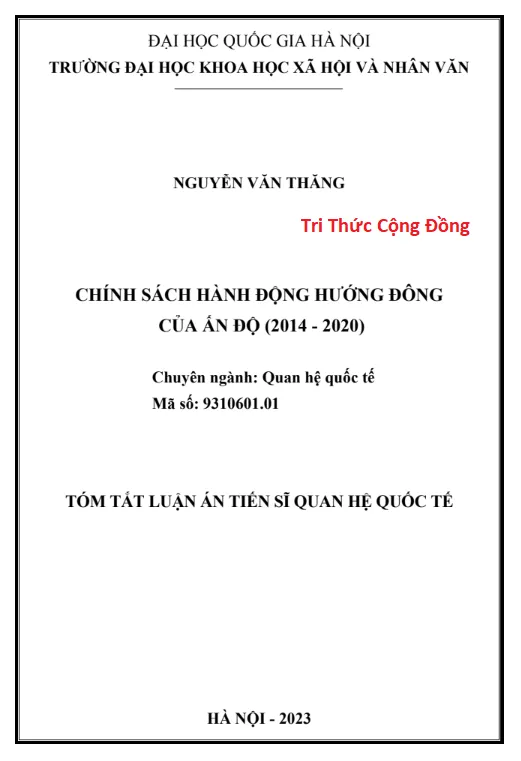 Tóm tắt luận án tiến sĩ quan hệ quốc tế