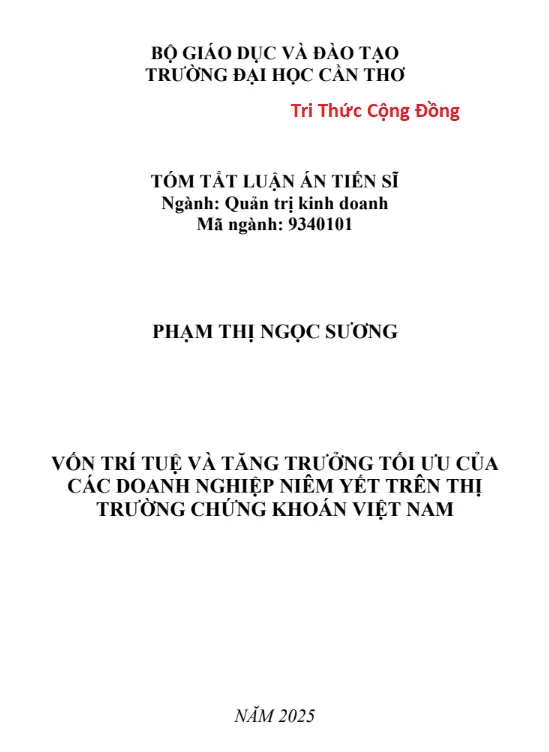 Tóm tắt luận án tiến sĩ quản trị kinh doanh