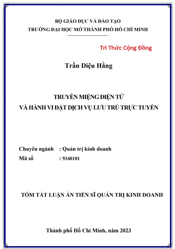 Tóm tắt luận án tiến sĩ quản trị kinh doanh