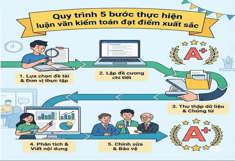 Quy trình 5 bước thực hiện luận văn kiểm toán đạt điểm xuất sắc